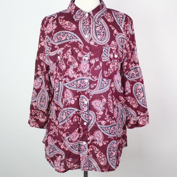 croft & barrow Tops - Croft & Barrow Womens 2XL Paisley Button Shirt